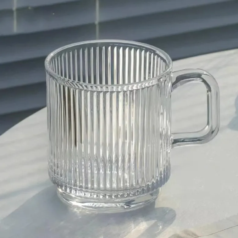 Kubki ryflowane 340 ml Florina Lusi do kawy i herbaty szklane zestaw 6 sztuk