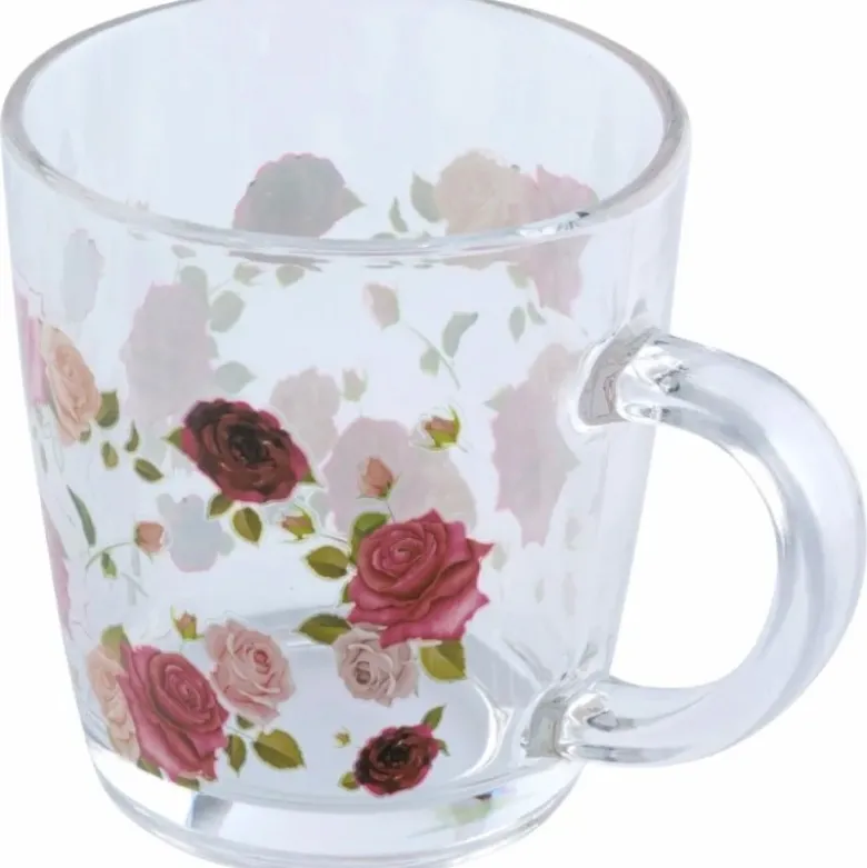 Kubki szklane 350 ml Altom Róża zestaw 6 sztuk szklanka z uchwytem pudełko prezentowe
