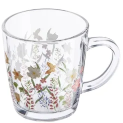 Kubki szklane 350 ml Altom Toronto w kwiaty szklanka z uchwytem zestaw 6 szt