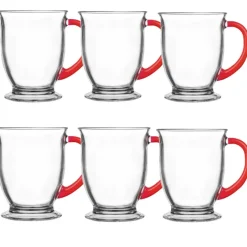 Kubki z czerwonym uchem Kubas Glasmark 400 ml zestaw 6 kubków