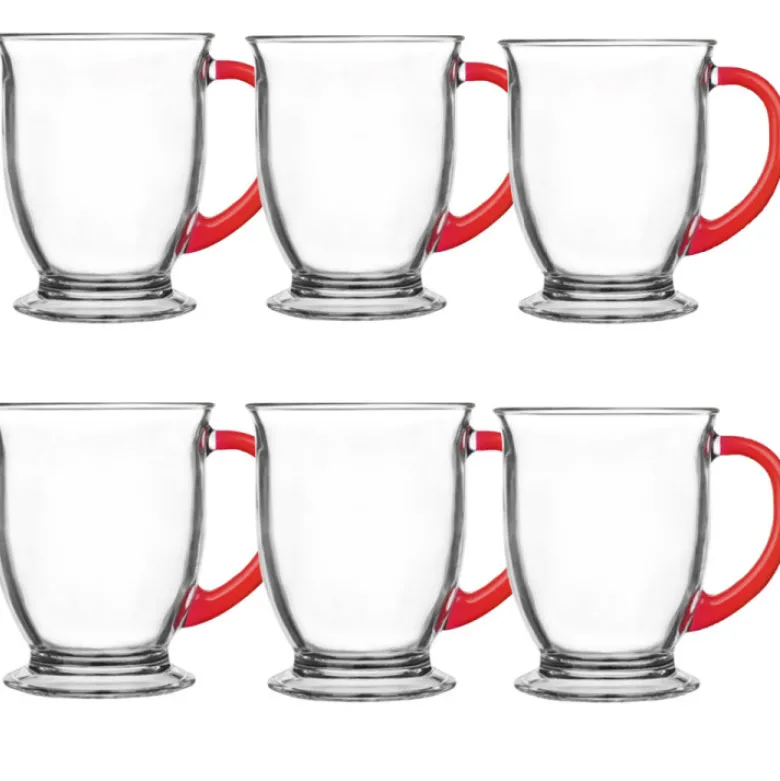 Kubki z czerwonym uchem Kubas Glasmark 400 ml zestaw 6 kubków