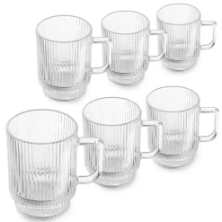 Kubki z uchem do kawy i herbaty 300 ml szklanki ryflowane zestaw 6 szt Altom Design Selena