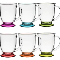 Kubki z uchem Kubas Glasmark kolorowe dno 400 ml zestaw 6 kubków