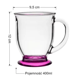 Kubki z uchem Kubas Glasmark kolorowe dno 400 ml zestaw 6 kubków