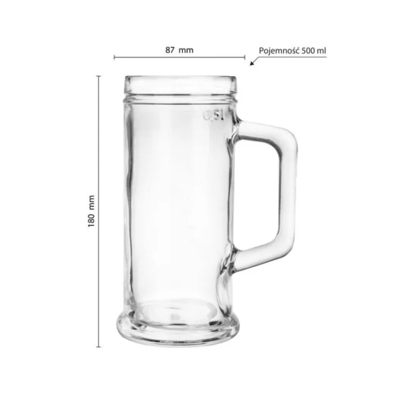 Kufel do piwa wysoki Glasmark 500 ml z uchem szklany