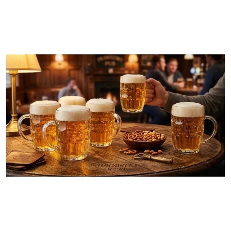 Kufle do piwa 540 ml GierekHoff Beer z uchem szklany zestaw kufli 6 sztuk