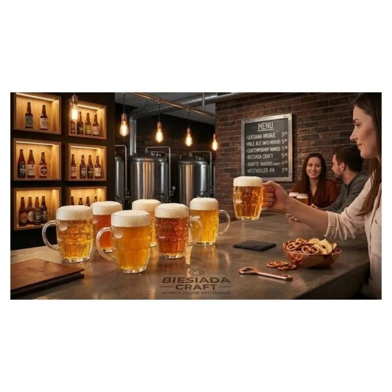 Kufle do piwa 540 ml GierekHoff Beer z uchem szklany zestaw kufli 6 sztuk