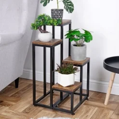 Kwietnik kaskadowy metalowy loft Vilde 4-poziomowy stojak na kwiaty i dekoracje