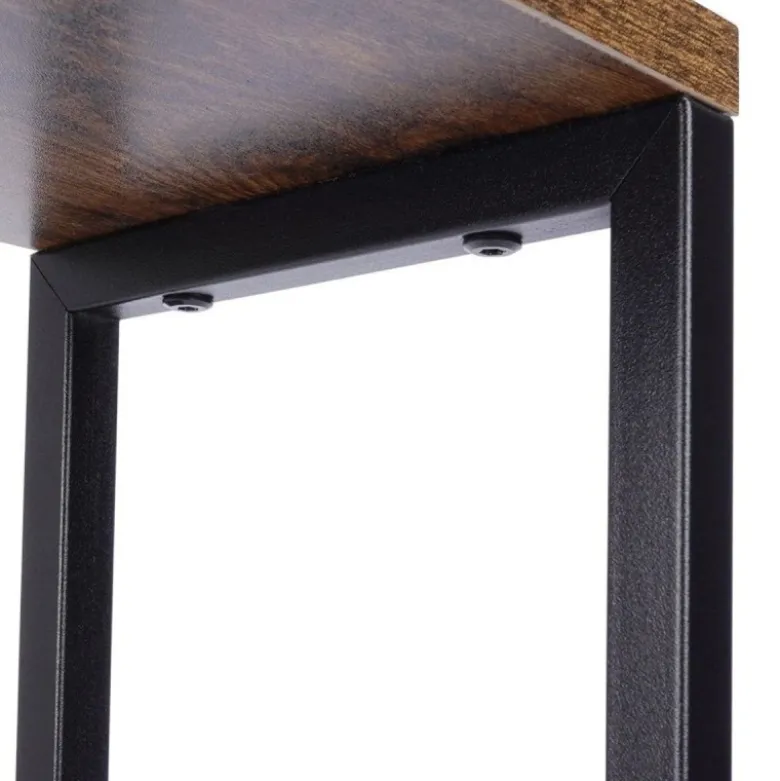 Kwietnik metalowy 80 cm czarny 6-poziomowy stojak na kwiaty i dekoracje Vilde drewno metal