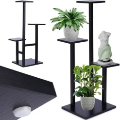 Kwietnik metalowy 84 cm czarny 4-poziomowy stojak na kwiaty i dekoracje Vilde