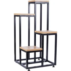 Kwietnik metalowy 69 cm czarny 4-poziomowy stojak na kwiaty i dekoracje Vilde