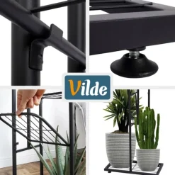 Kwietnik metalowy 126 cm czarny 7-poziomowy stojak na kwiaty i dekoracje Vilde