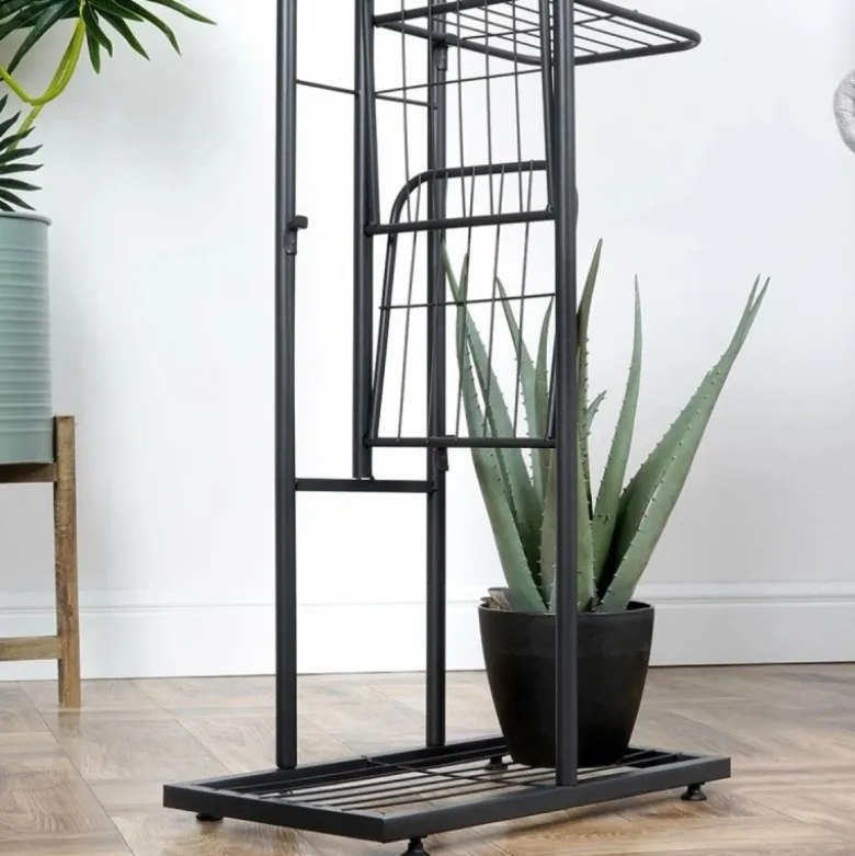 Kwietnik metalowy 106 cm czarny 6-poziomowy stojak na kwiaty i dekoracje Vilde