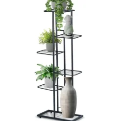 Kwietnik metalowy 106 cm czarny 6-poziomowy stojak na kwiaty i dekoracje Vilde