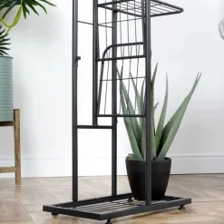 Kwietnik metalowy 96 cm czarny 5-poziomowy stojak na kwiaty i dekoracje Vilde