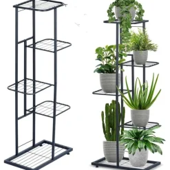 Kwietnik metalowy 96 cm czarny 5-poziomowy stojak na kwiaty i dekoracje Vilde