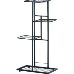 Kwietnik metalowy 80 cm czarny 4-poziomowy stojak na kwiaty i dekoracje Vilde