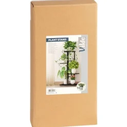 Kwietnik metalowy 80 cm czarny 4-poziomowy stojak na kwiaty i dekoracje Vilde