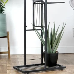 Kwietnik metalowy 80 cm czarny 4-poziomowy stojak na kwiaty i dekoracje Vilde