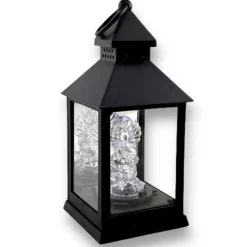 Lampion dekoracyjny z aniołkiem 10x10x26 cm latarenka mała czarna znicz Cortina