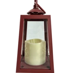 Lampion dekoracyjny z przeszklonymi ściankami 10x10x19 cm latarenka ażurowa mała znicz Fired Brick Cortina