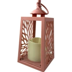 Lampion dekoracyjny z przeszklonymi ściankami 10x10x19 cm latarenka ażurowa mała znicz Rose Tan Cortina
