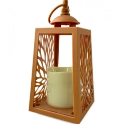 Lampion dekoracyjny z przeszklonymi ściankami 10x10x19 cm latarenka ażurowa mała znicz Sandstone Cortina