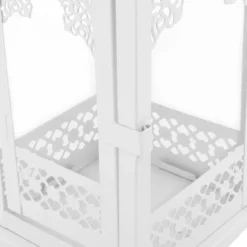 Lampiony latarnie ozdobne ażurowe 31/42 cm Altom Design latarenki metalowe białe zestaw 2 szt.