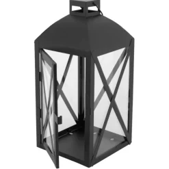 Lampiony latarnie ozdobne 29/38 cm Altom Design latarenki metalowe czarne zestaw 2 szt.