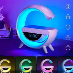 Lampka LED zegar z radiem Blutooth budzikiem i ładowarką QI 2520