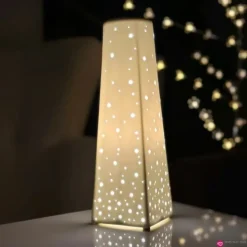 Lampka nocna ceramiczna 28CM porcelana ozdoba biała nowoczesna Tragar