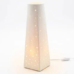Lampka nocna ceramiczna 28CM porcelana ozdoba biała nowoczesna Tragar