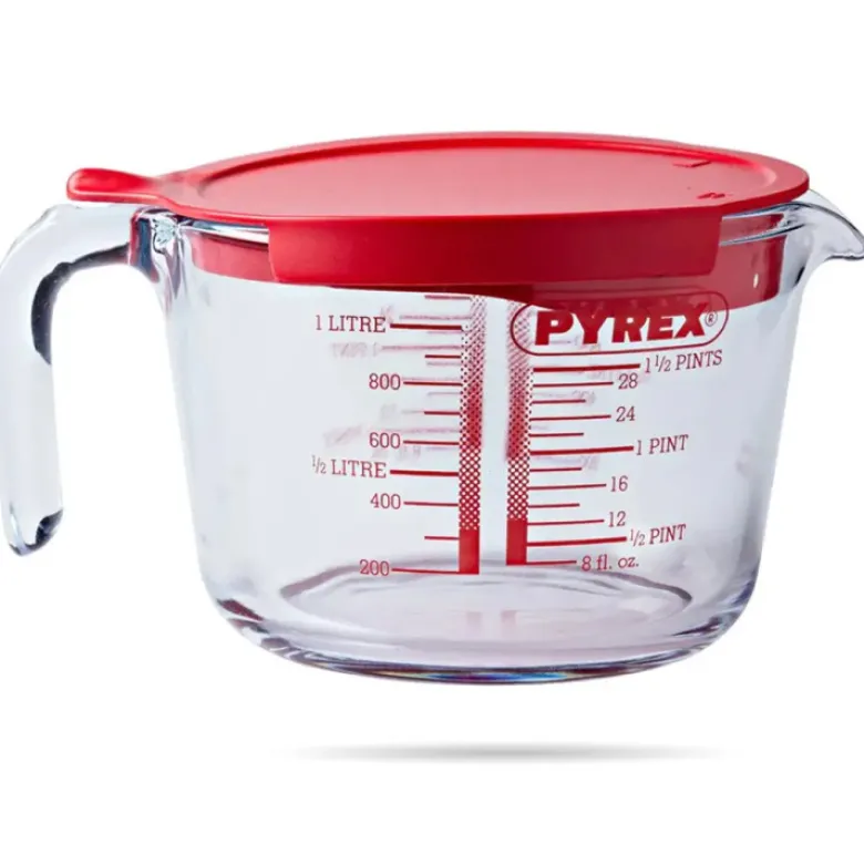 Miarka kuchenna dzbanek szklany ze skalą 1000 ml z pokrywką i sitkiem Pyrex 264P