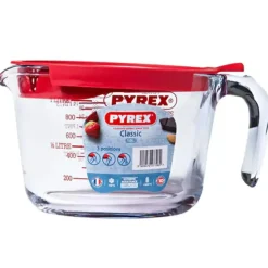 Miarka kuchenna dzbanek szklany ze skalą 1000 ml z pokrywką i sitkiem Pyrex 264P