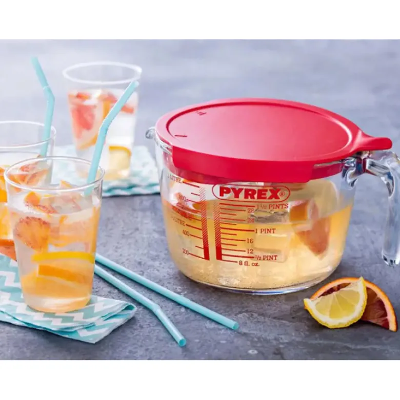 Miarka kuchenna dzbanek szklany ze skalą 1000 ml z pokrywką i sitkiem Pyrex 264P