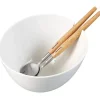 Misa do sałaty porcelanowa z zestawem stalowych łyżek z drewnianymi uchwytami Klausberg KB 7787
