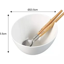 Misa do sałaty porcelanowa z zestawem stalowych łyżek z drewnianymi uchwytami Klausberg KB 7787