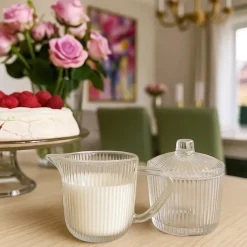 Mlecznik szklany 200 ml z cukiernicą 210 ml kompletny zestaw kuchenny Altom Design Selena