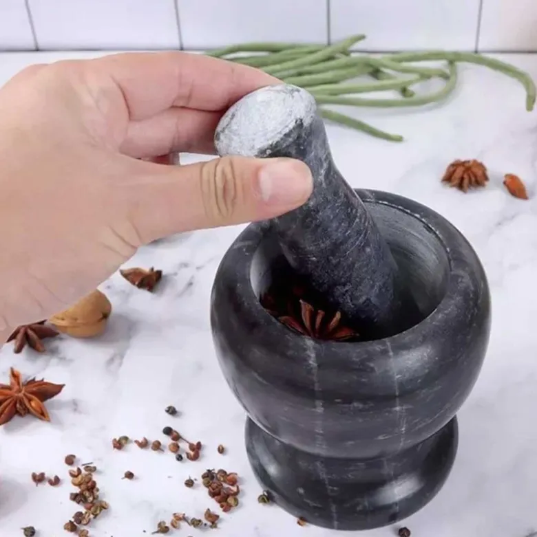 Moździeż kuchenny granitowy tłuczek do przypraw mały szary Krisberg KR-011