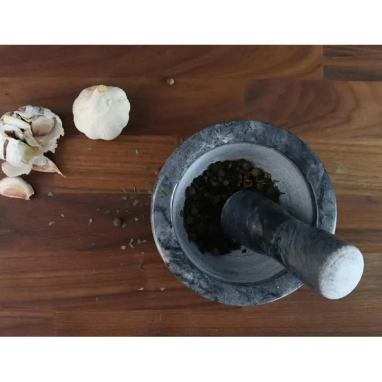 Moździeż kuchenny granitowy tłuczek do przypraw mały szary Krisberg KR-011