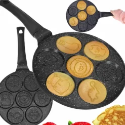 Patelnia do naleśników 26cm czarna powłoka marmurowa ze zwierzątkami Krisberg KR 5119