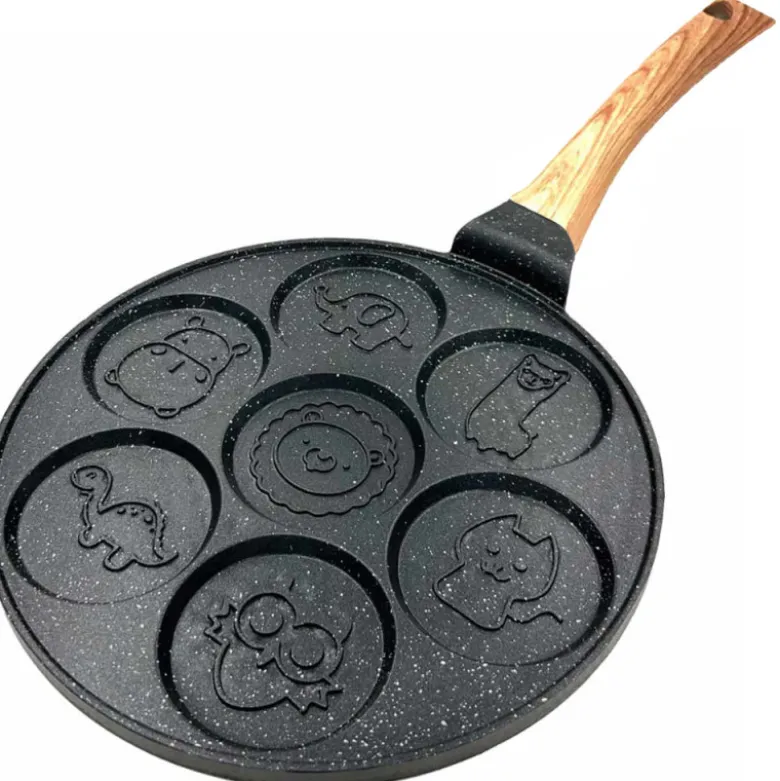 Patelnia do naleśników 26cm czarna powłoka marmurowa ze zwierzątkami drewniana rączka Krisberg KR 5120