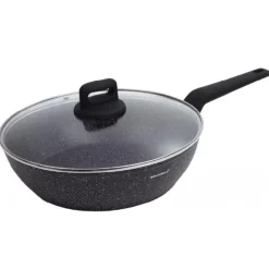 Patelnia głęboka marmurowa pokrywką duża 28 cm Klausberg KB 7667 czarny marmurek