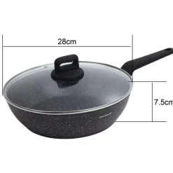 Patelnia głęboka marmurowa pokrywką duża 28 cm Klausberg KB 7667 czarny marmurek