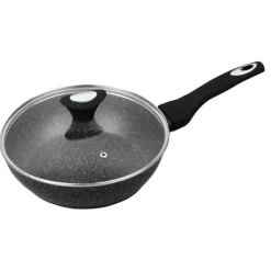 Patelnia głęboka z pokrywką 18 cm mała Krisberg KR 2676 powłoka marmurkowa indukcyjna gaz