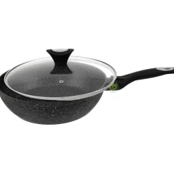 Patelnia głęboka z pokrywką 18 cm mała Krisberg KR 2676 powłoka marmurkowa indukcyjna gaz
