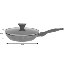 Patelnia głęboka z pokrywką 28 cm średnia powłoka szary marmurek Klausberg KB-7318 indukcyjna gaz