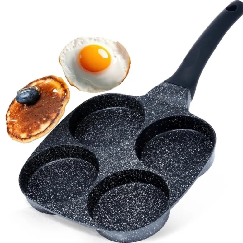 Patelnia granitowa do jajek i pancake 4 otwory BLACK LINE 19x19 cm Vilde