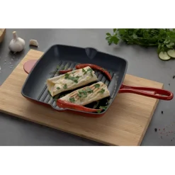 Patelnia grillowa żeliwna 26 cm z powłoką emaliowaną MG Home Immortale