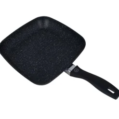 Patelnia grillowa kwadratowa 26x26 cm z powłoką marmurkową MG Home Marble czarna